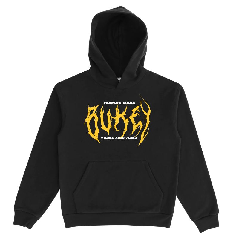 BUKEY X FINEST BOYZ COLLAB PLAIN BLACK HOODIE